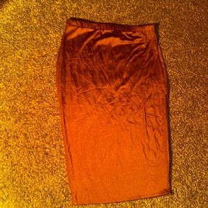 Silky long tan orange skirt (size L)